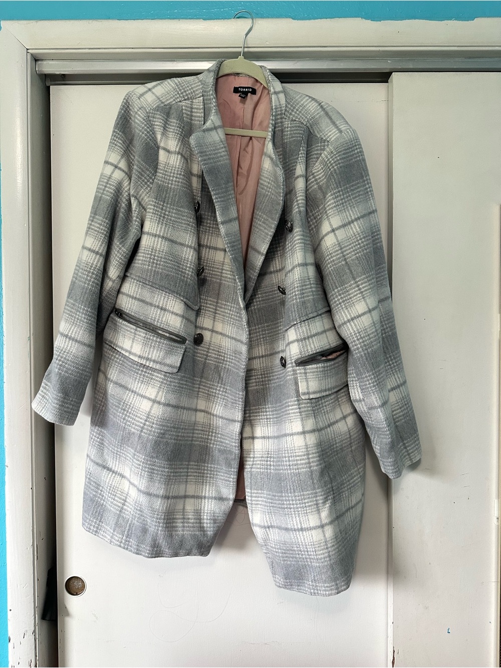 Torrid Grey Plaid Wool-Blend Coat - Women's